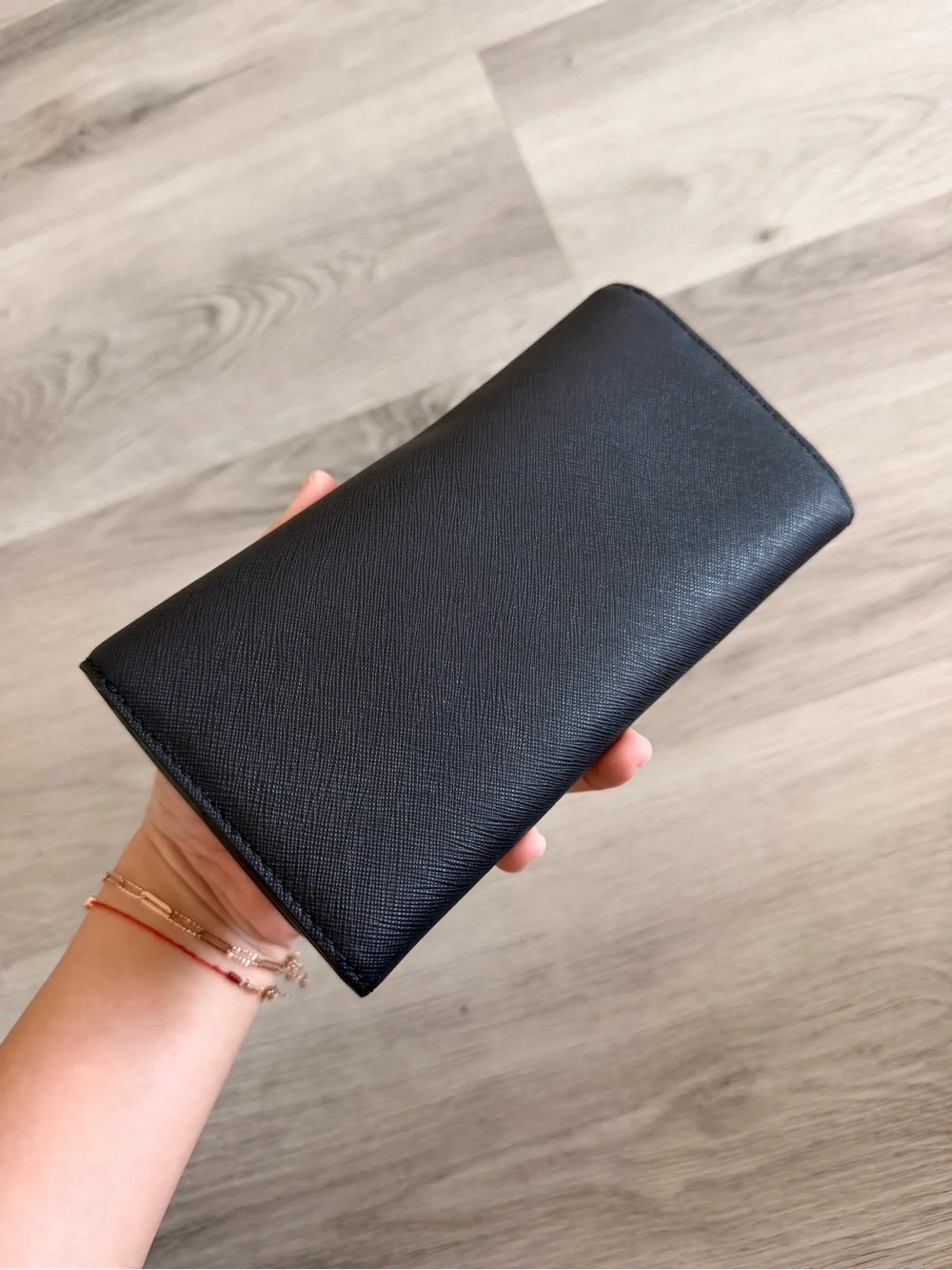 Tory Burch Black Saffiano Leather Continental Wallet with Gold Logo